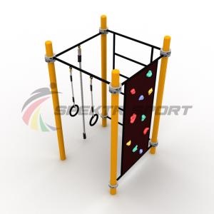 Купить Детский воркаут комплекс с канатом, кольцами, скалодромом и шведской стенкой в Екатеринбурге 