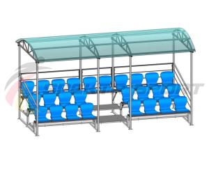 Купить Трибуна для зрителей 3 ряда на 26 мест с навесом и перилами в Екатеринбурге 