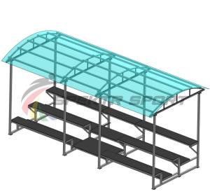 Купить Трибуна для зрителей 3 ряда на 26 мест с навесом (лавки - фанера) в Екатеринбурге 